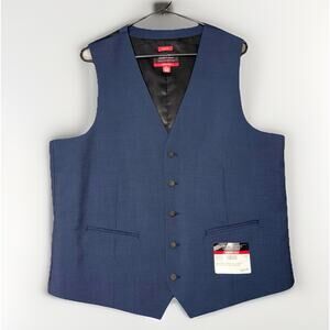 NWT Kenneth Cole Awearness XL Wool Blend Vest Navy Blue Black Slim Awear-Tech